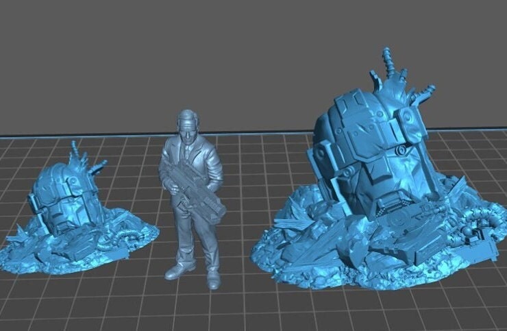 Head of Giant Killer Bot | 28mm - 54mm Scale | Survivor Terrain | Fantasy Scatter | Sci Fi Terrain | EC3D Badlands