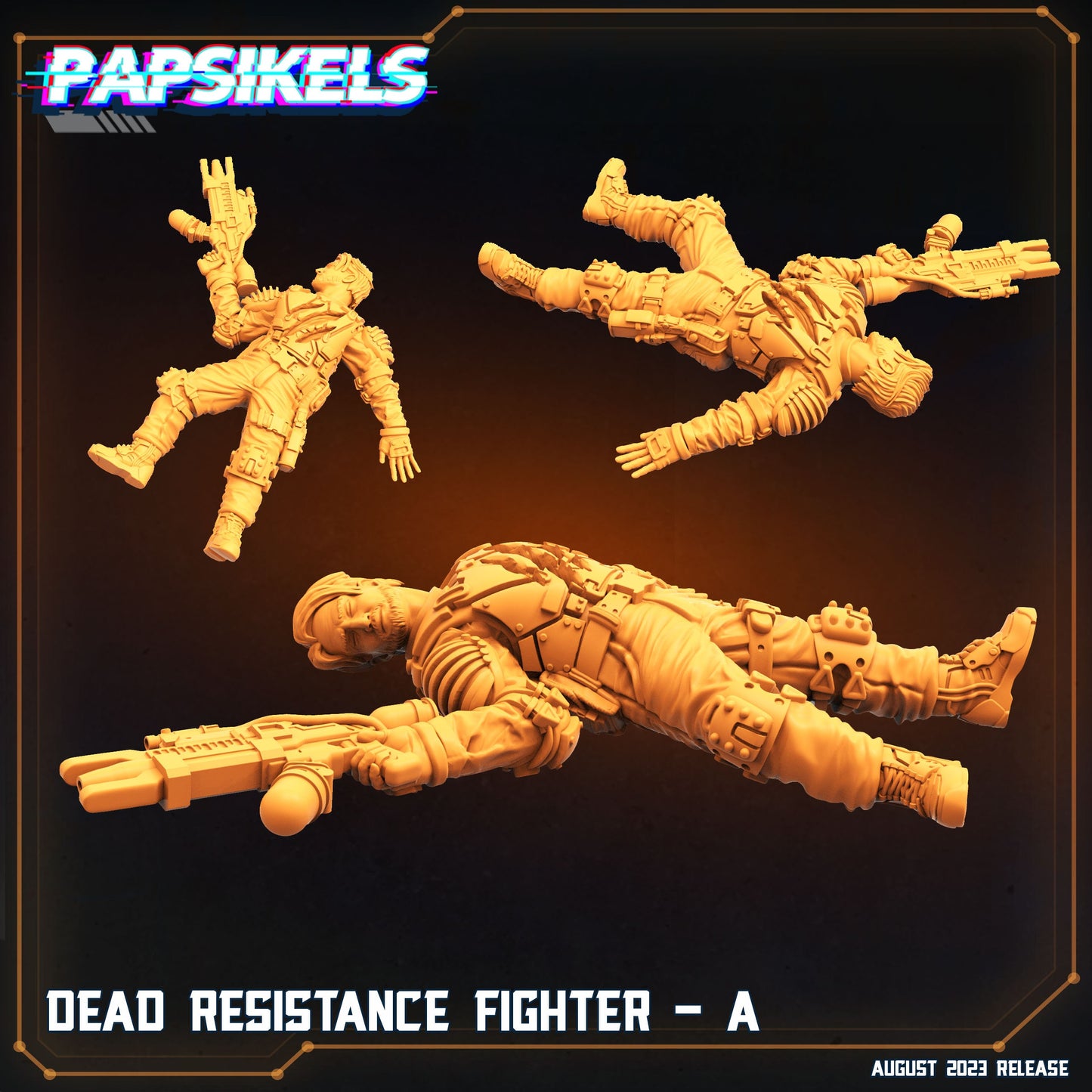 3pc Dead Resistance Fighter - 32mm Scale Alien Miniature | RPG | Sci fi | Cyberpunk | Role Playing | DnD | Papsikel