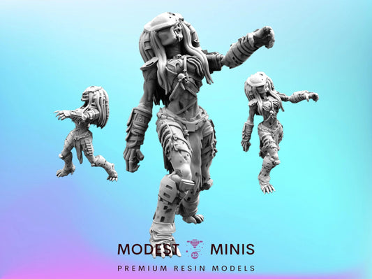 three models of Modest Minis, which are premium resin models.