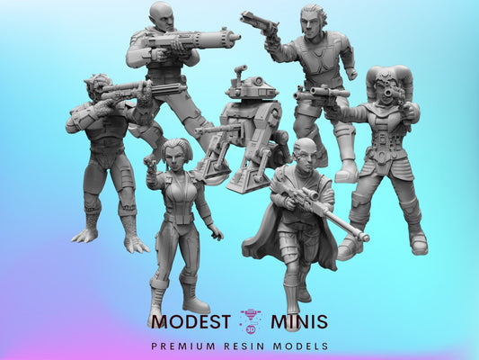 7pc SWTOR Companions - 28mm - 40mm Scale  Black Remnant Star Wars Legion Mini