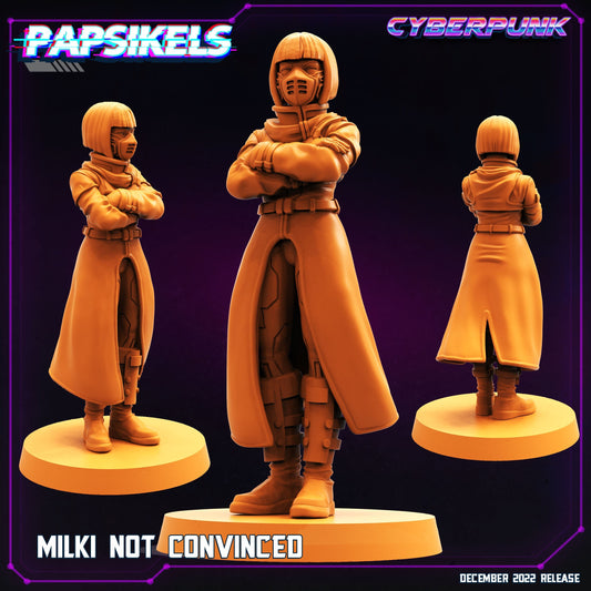 Milki Not Convinced Cyberpunk Female - 32mm Scale Alien Miniature  | Batang City | Papsikels