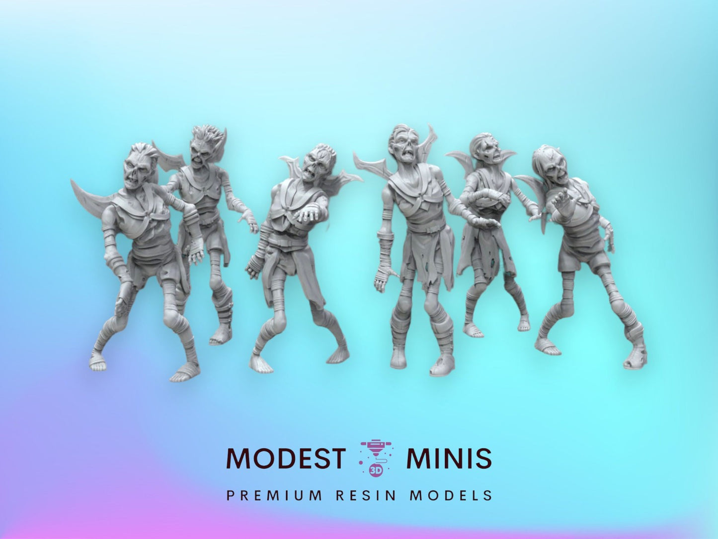 6pc Night Zombies Set - 28mm - 40mm Scale | DnD | Star Wars Legion Mini