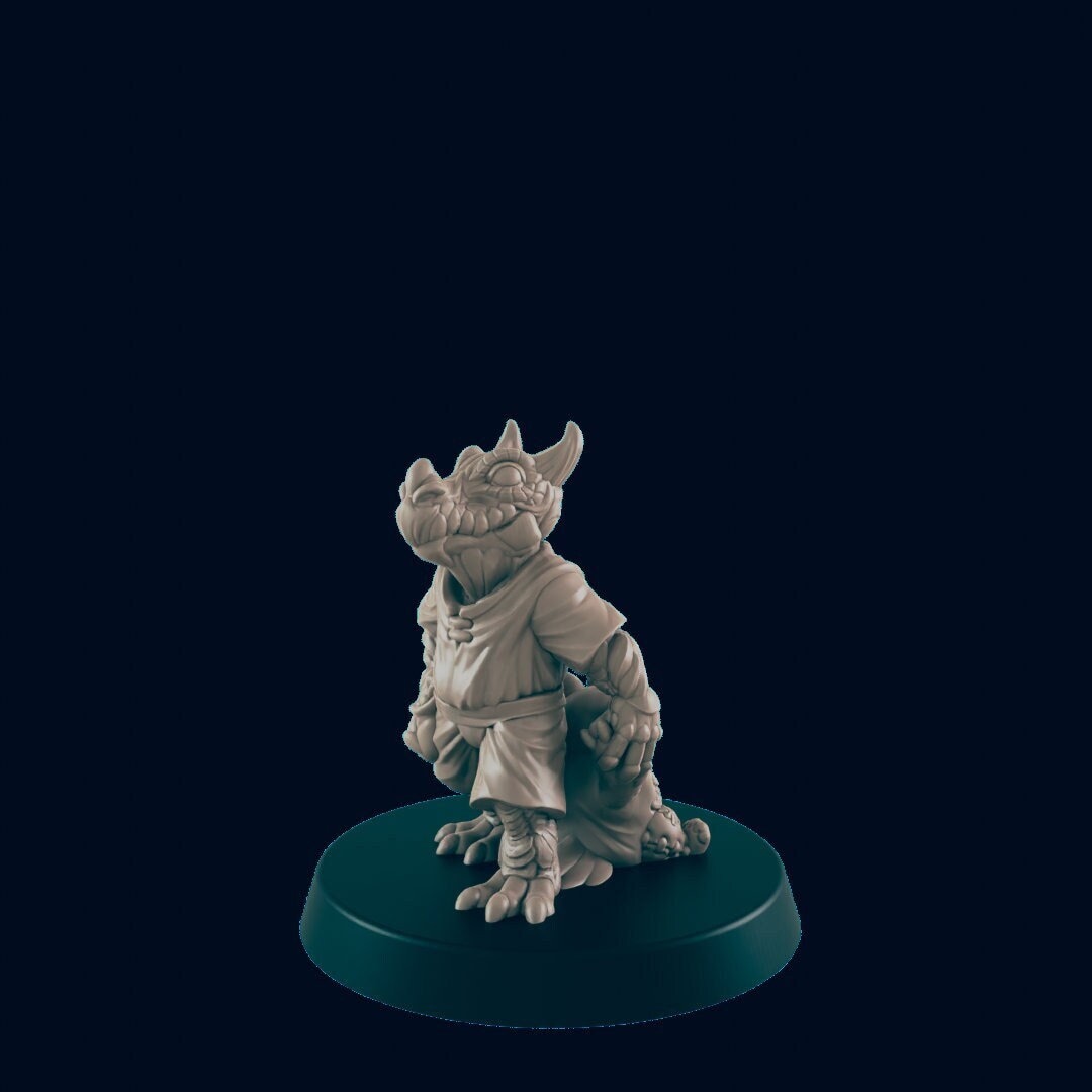 NPC Dragonborn Youngling Child - 25mm - 75mm Scale | DnD | EC3D Fantasy Mini | Townsfolk