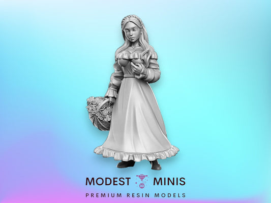 Villager NPC Fiora flowergirl - 32mm Scale DnD Miniature | Dungeons and Dragons | JRPG Mini - RN Estudio