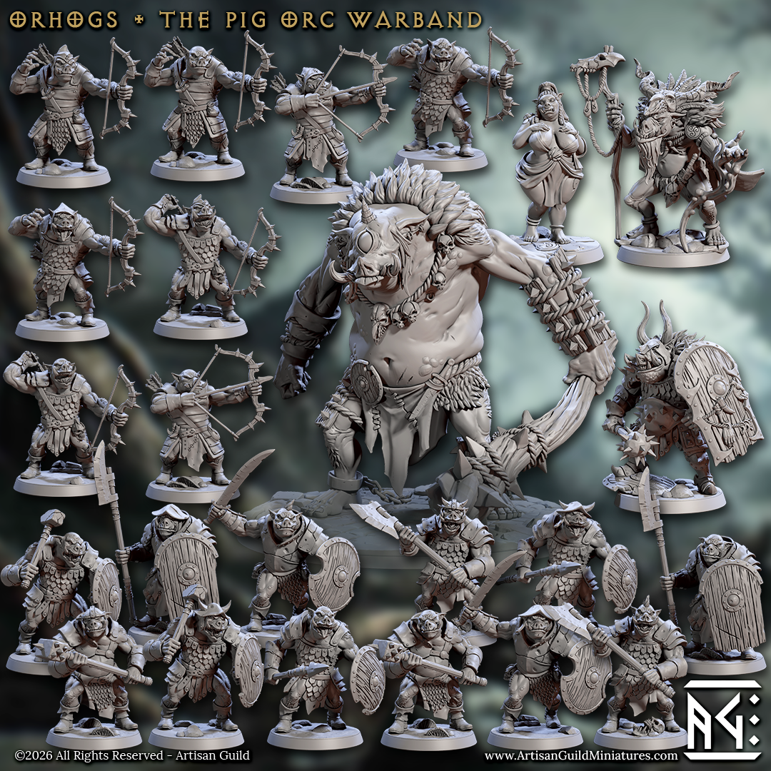 Orhog Warband Full Set Discount | 28mm - 75mm Scale Resin Minis | DnD | Frostgrave Artisan Guild