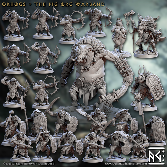 Orhog Warband Full Set Discount | 28mm - 75mm Scale Resin Minis | DnD | Frostgrave Artisan Guild