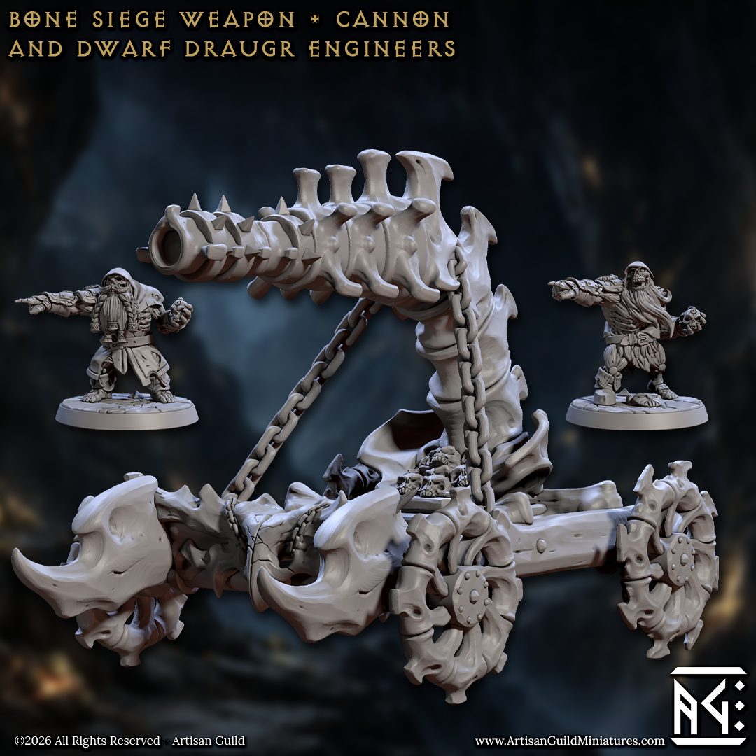 Dwarf Bone Siege Cannon | 28mm - 75mm Scale Resin Minis | DnD | Frostgrave Artisan Guild Curse of Goldvein (Copy)