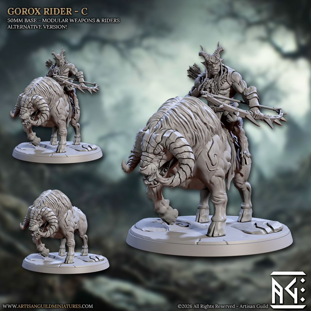 Gorox Riders Goatmen | 28mm - 75mm Scale Resin Minis | DnD | Frostgrave Artisan Guild Rise of the Beastmen