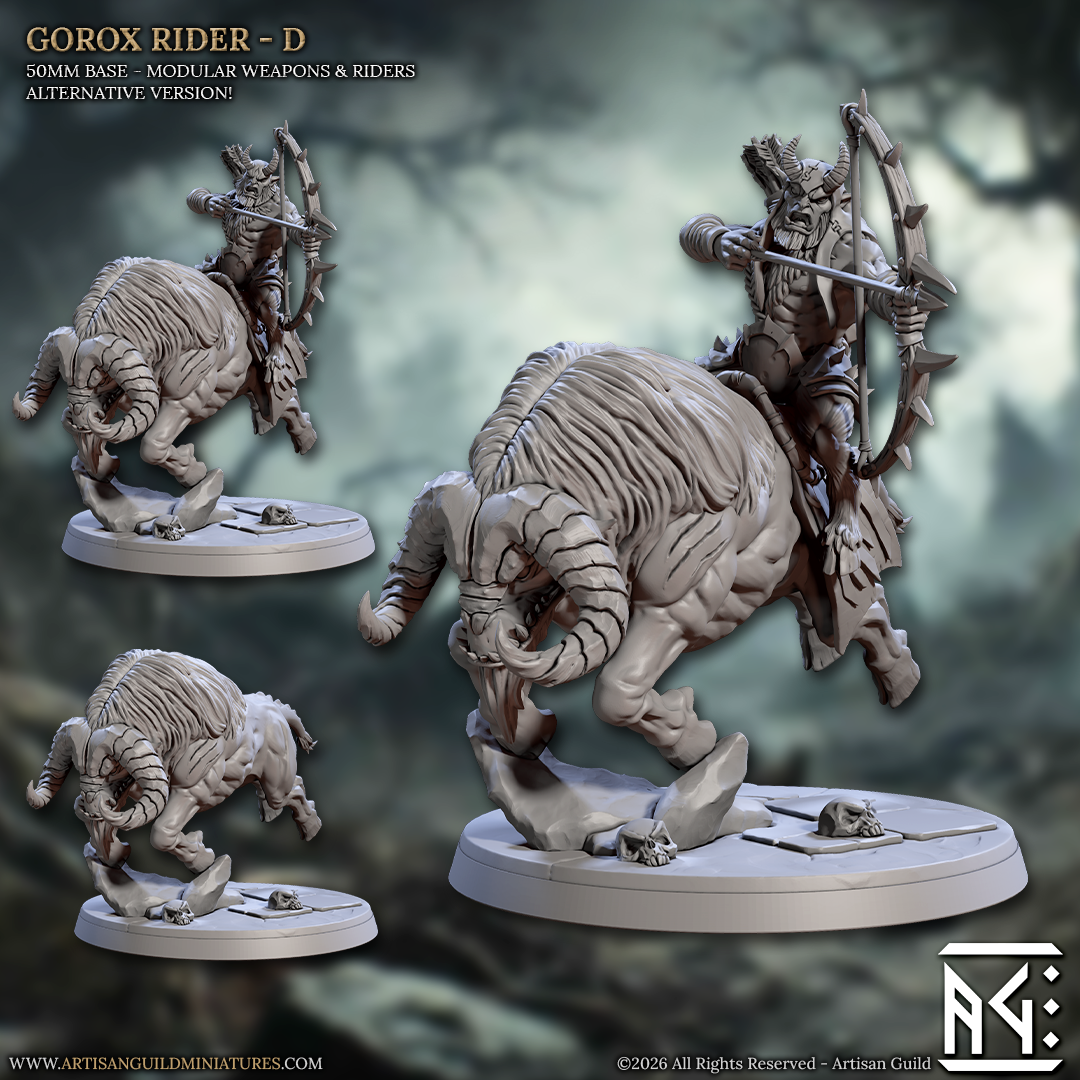 Gorox Riders Goatmen | 28mm - 75mm Scale Resin Minis | DnD | Frostgrave Artisan Guild Rise of the Beastmen