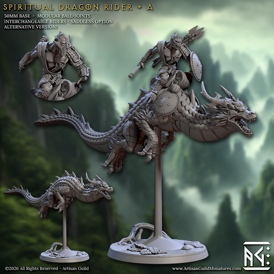 Dragon Rider A | 28mm - 75mm Scale Resin Minis | DnD | Frostgrave Artisan Guild Vanara Monks