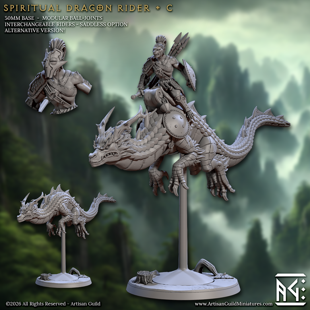 Dragon Rider C | 28mm - 75mm Scale Resin Minis | DnD | Frostgrave Artisan Guild Vanara Monks