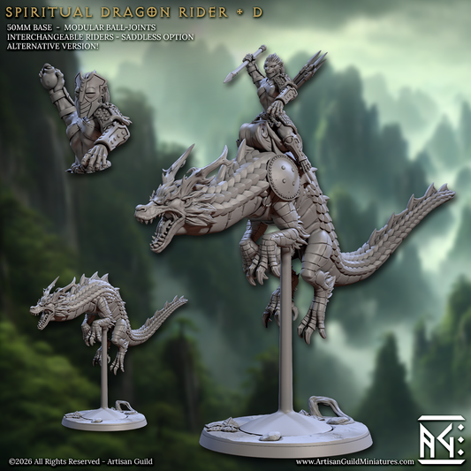 Dragon Rider D | 28mm - 75mm Scale Resin Minis | DnD | Frostgrave Artisan Guild Vanara Monks