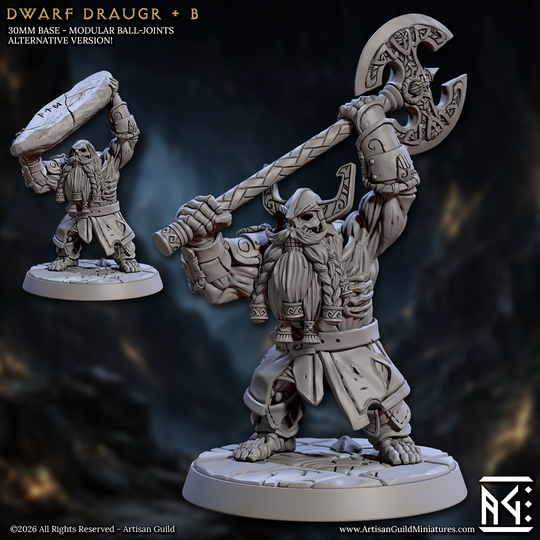 Undead Dwarf Draugr | 28mm - 75mm Scale Resin Minis | DnD | Frostgrave Artisan Guild Curse of Goldvein
