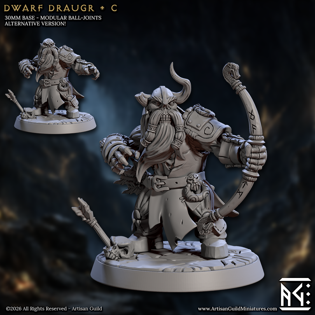 Undead Dwarf Draugr | 28mm - 75mm Scale Resin Minis | DnD | Frostgrave Artisan Guild Curse of Goldvein