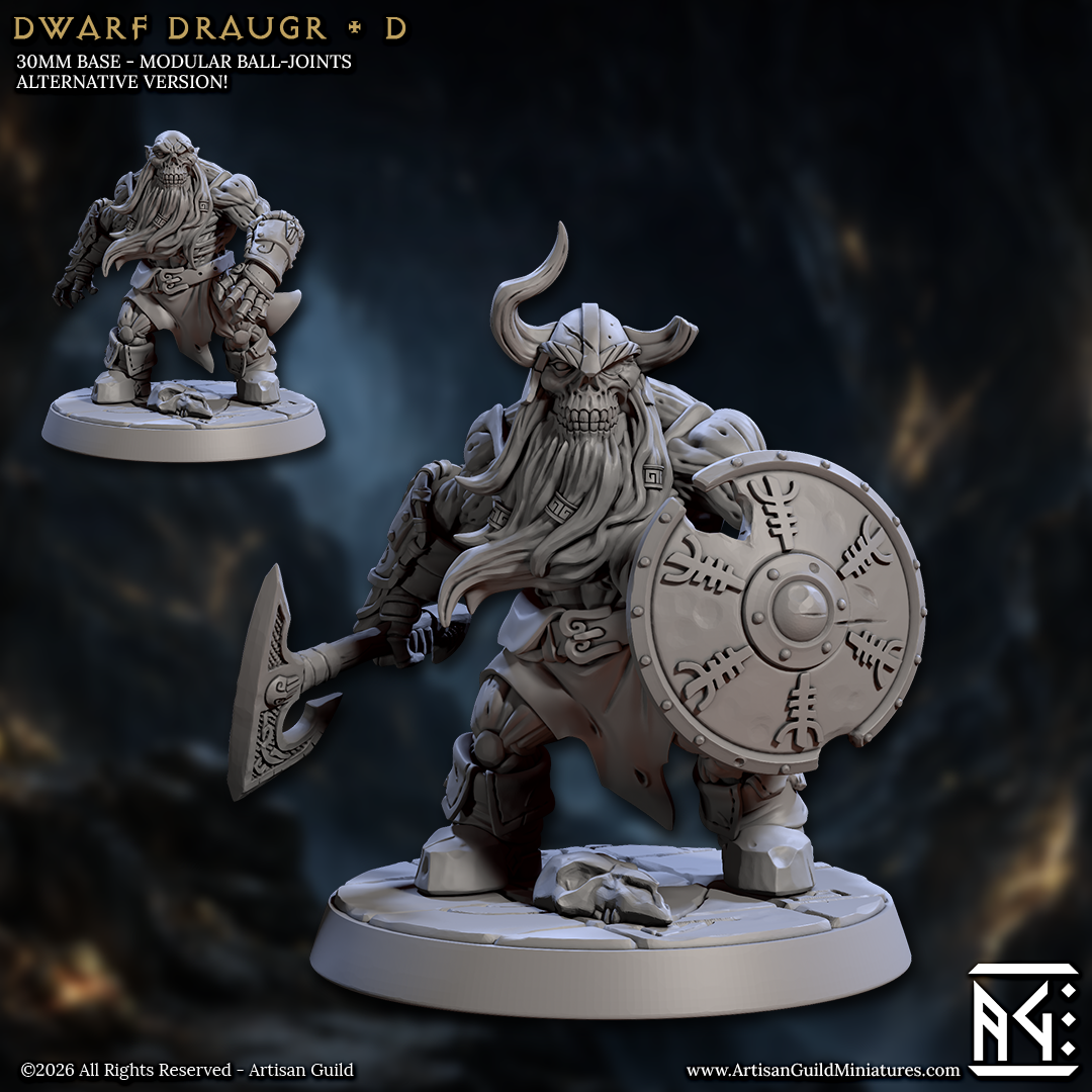 Undead Dwarf Draugr | 28mm - 75mm Scale Resin Minis | DnD | Frostgrave Artisan Guild Curse of Goldvein