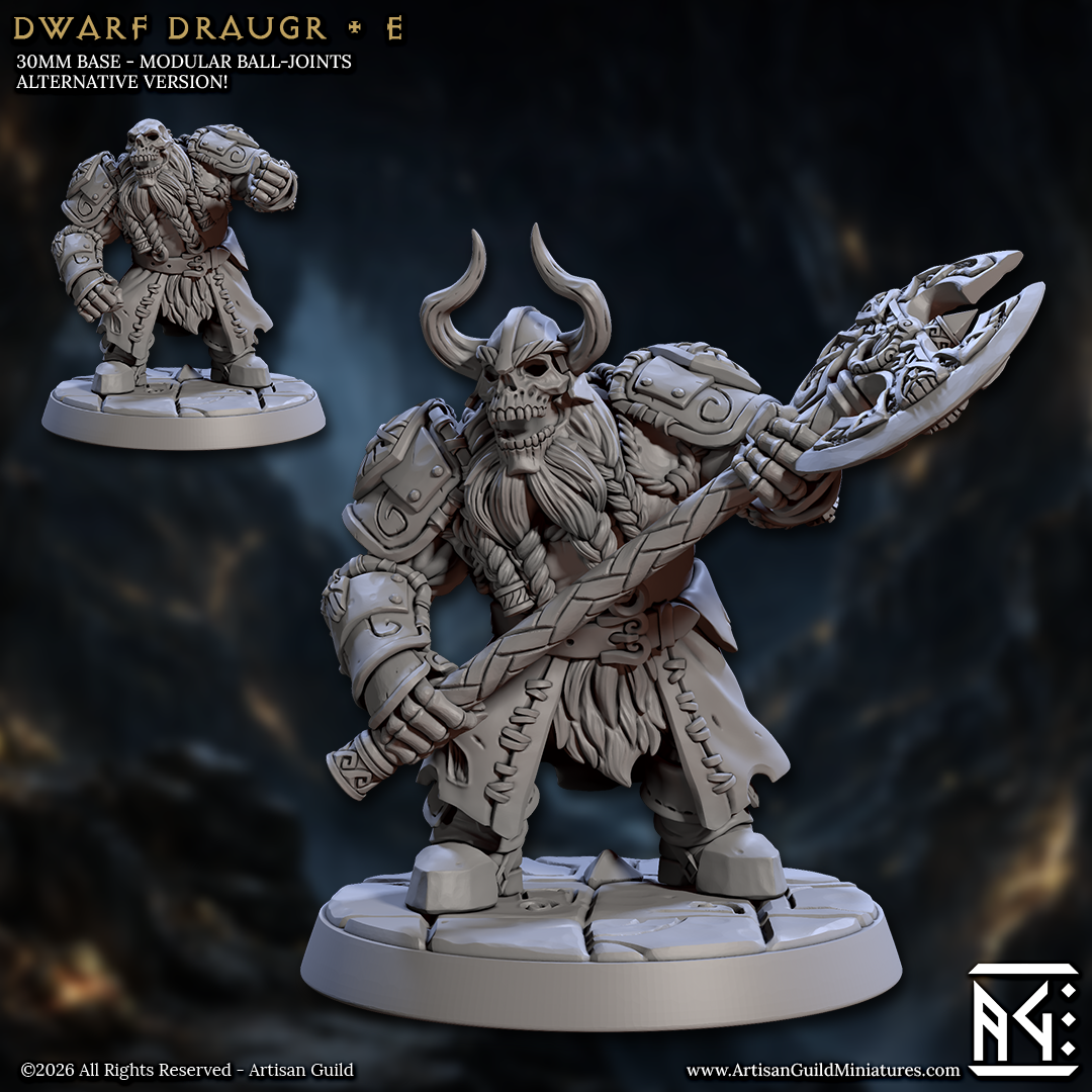 Undead Dwarf Draugr | 28mm - 75mm Scale Resin Minis | DnD | Frostgrave Artisan Guild Curse of Goldvein