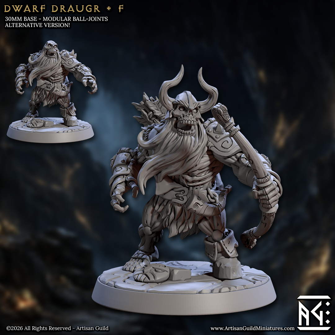 Undead Dwarf Draugr | 28mm - 75mm Scale Resin Minis | DnD | Frostgrave Artisan Guild Curse of Goldvein