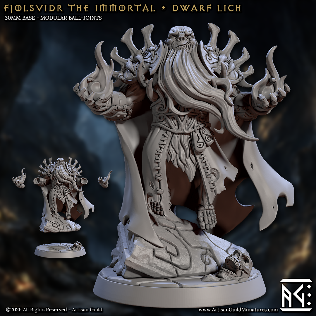 Fjolsvidr Dwarf LIch | 28mm - 75mm Scale Resin Minis | DnD | Frostgrave Artisan Guild Curse of Goldvein