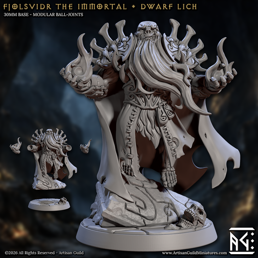 Fjolsvidr Dwarf LIch | 28mm - 75mm Scale Resin Minis | DnD | Frostgrave Artisan Guild Curse of Goldvein