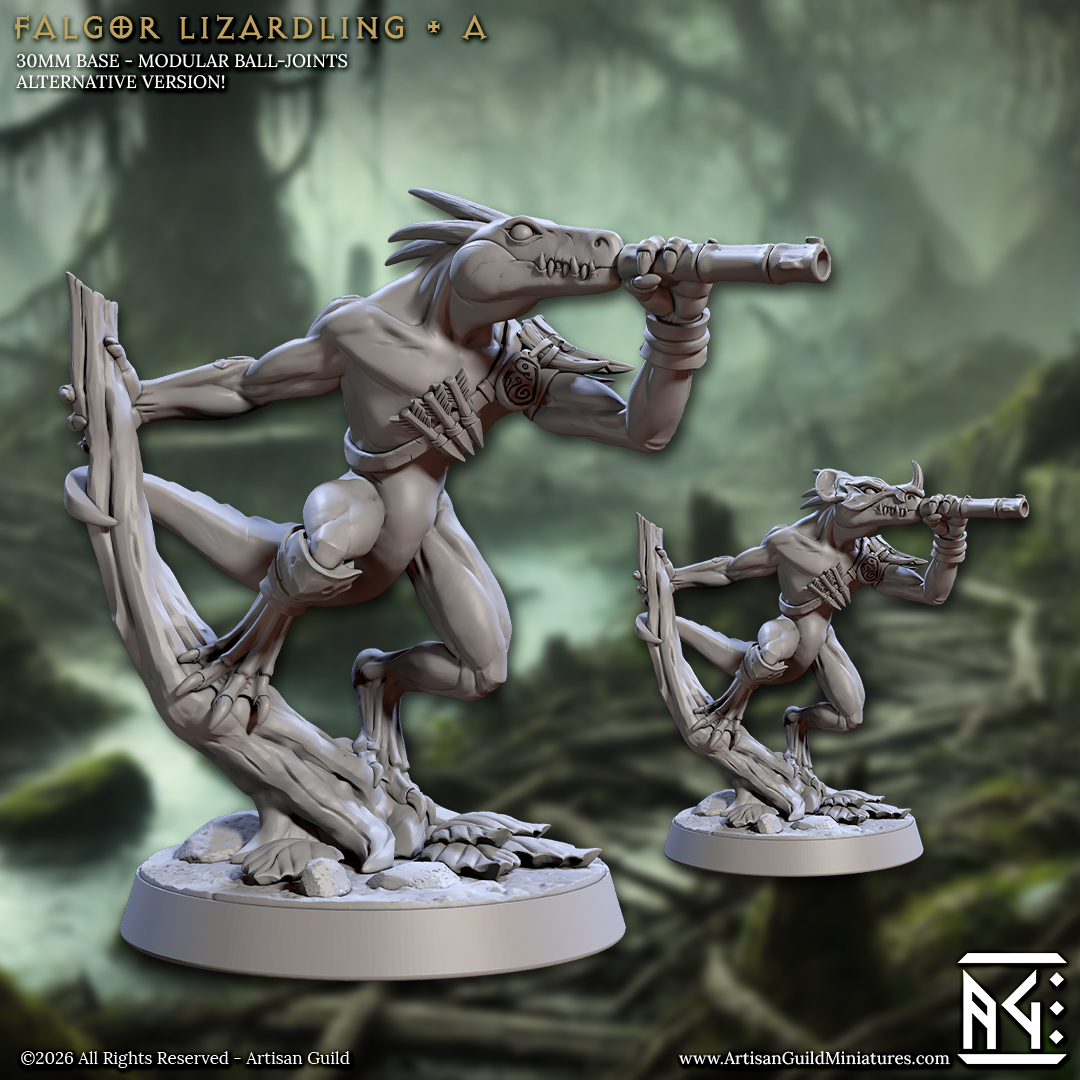 Lizardling Unit 1 | 28mm - 75mm Scale Resin Minis | DnD | Frostgrave Artisan Guild Falgor Swamp