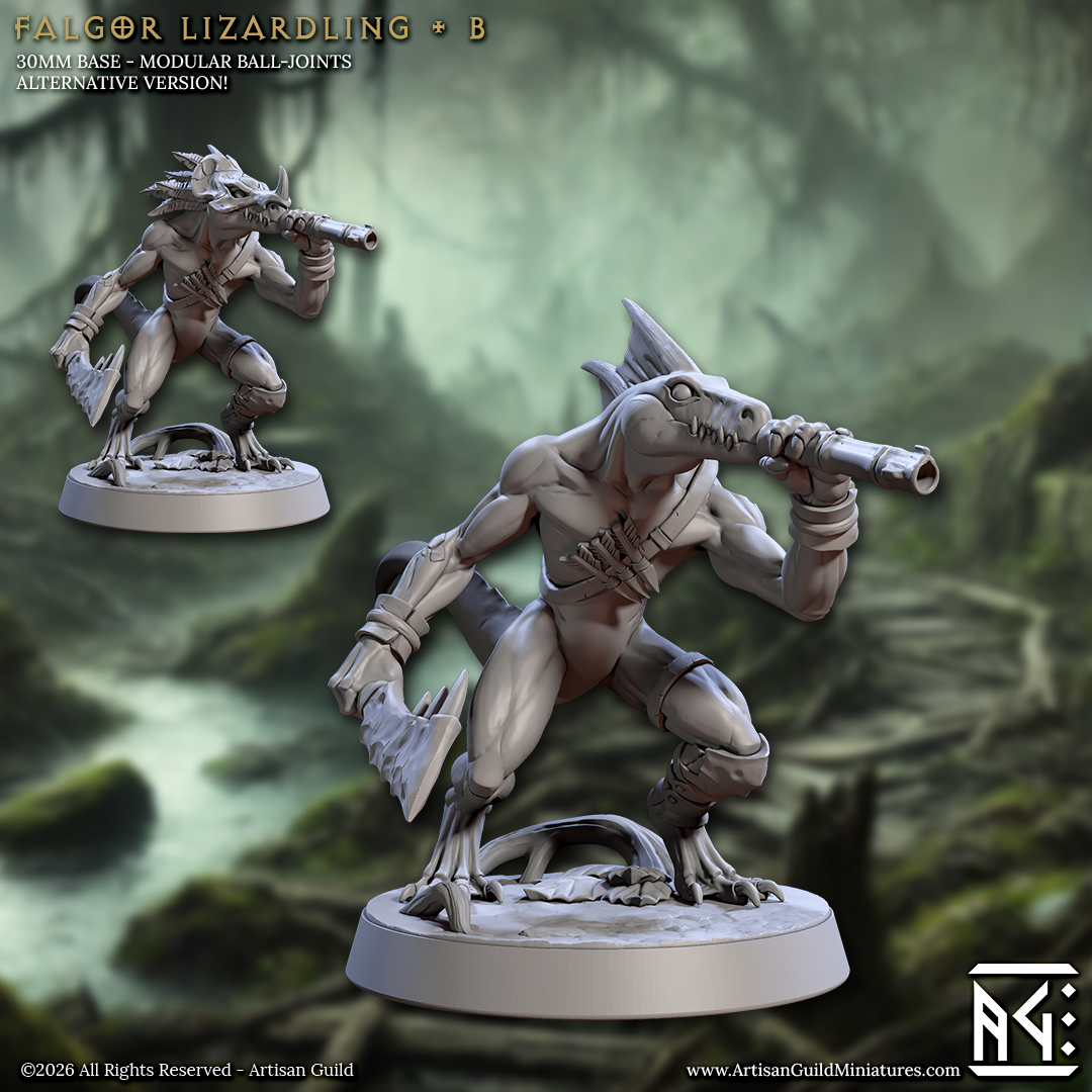 Lizardling Unit 1 | 28mm - 75mm Scale Resin Minis | DnD | Frostgrave Artisan Guild Falgor Swamp