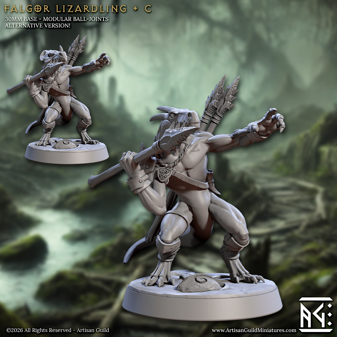 Lizardling Unit 1 | 28mm - 75mm Scale Resin Minis | DnD | Frostgrave Artisan Guild Falgor Swamp