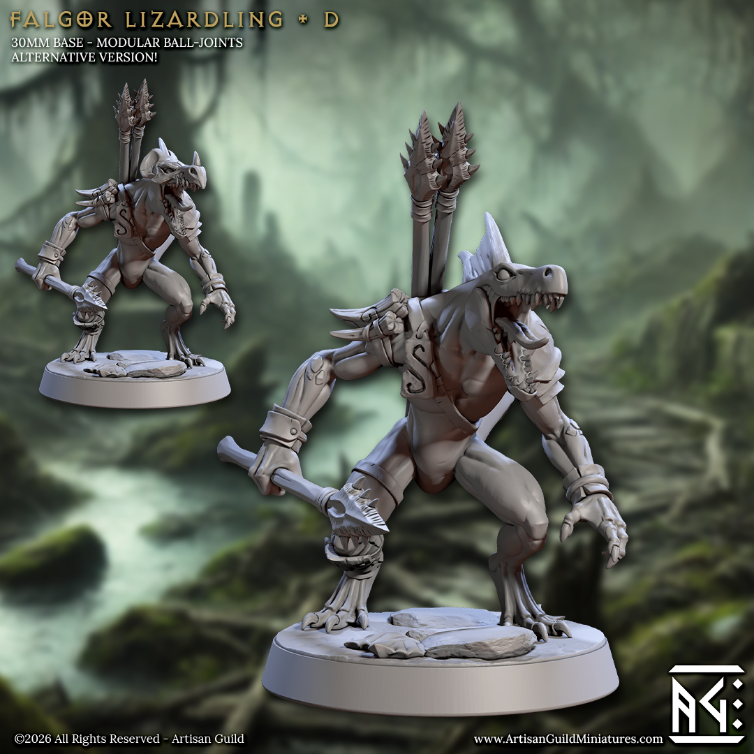 Lizardling Unit 1 | 28mm - 75mm Scale Resin Minis | DnD | Frostgrave Artisan Guild Falgor Swamp