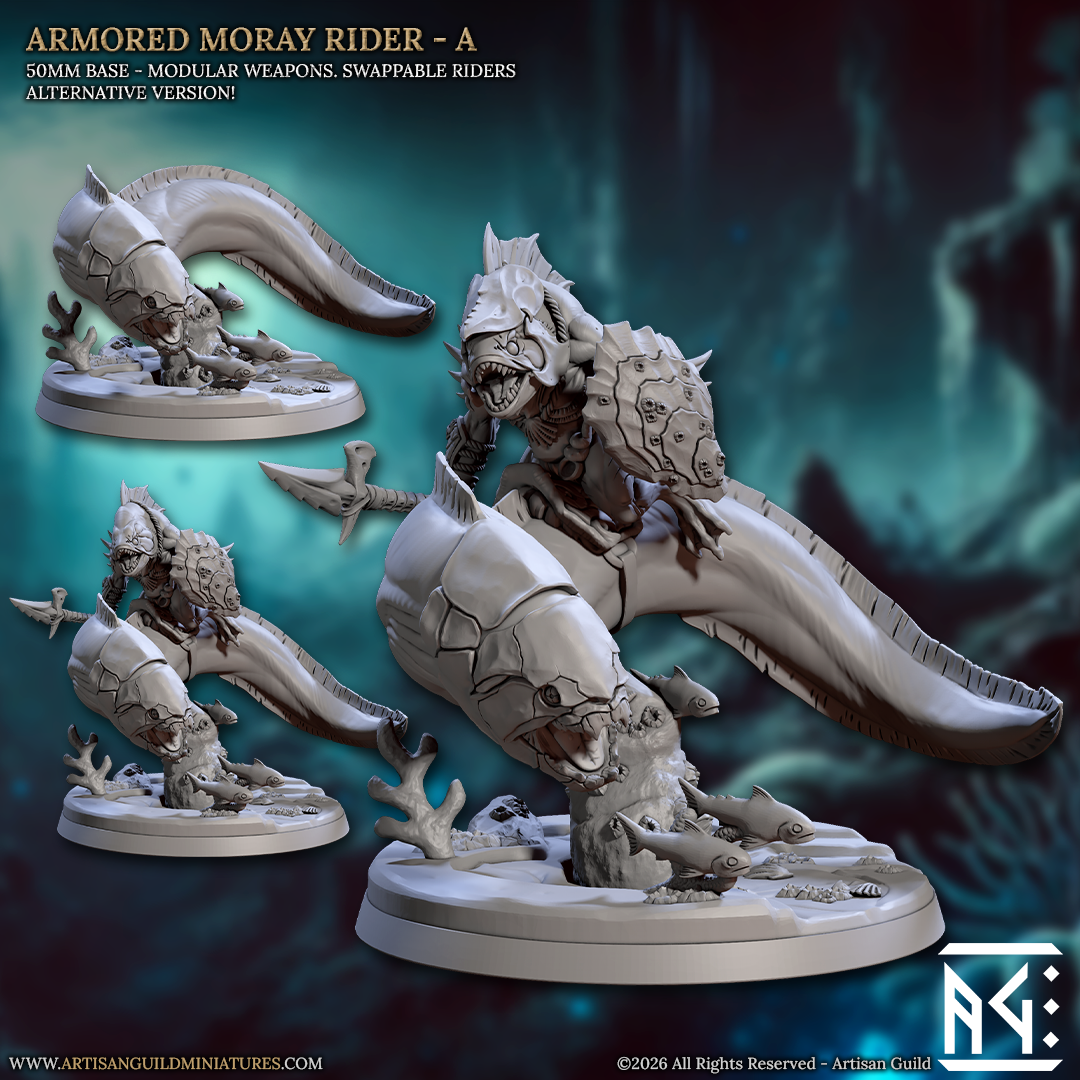 Moray Riders Kuo-Toa | 28mm - 75mm Scale Resin Minis | DnD | Frostgrave Artisan Guild Death Tide