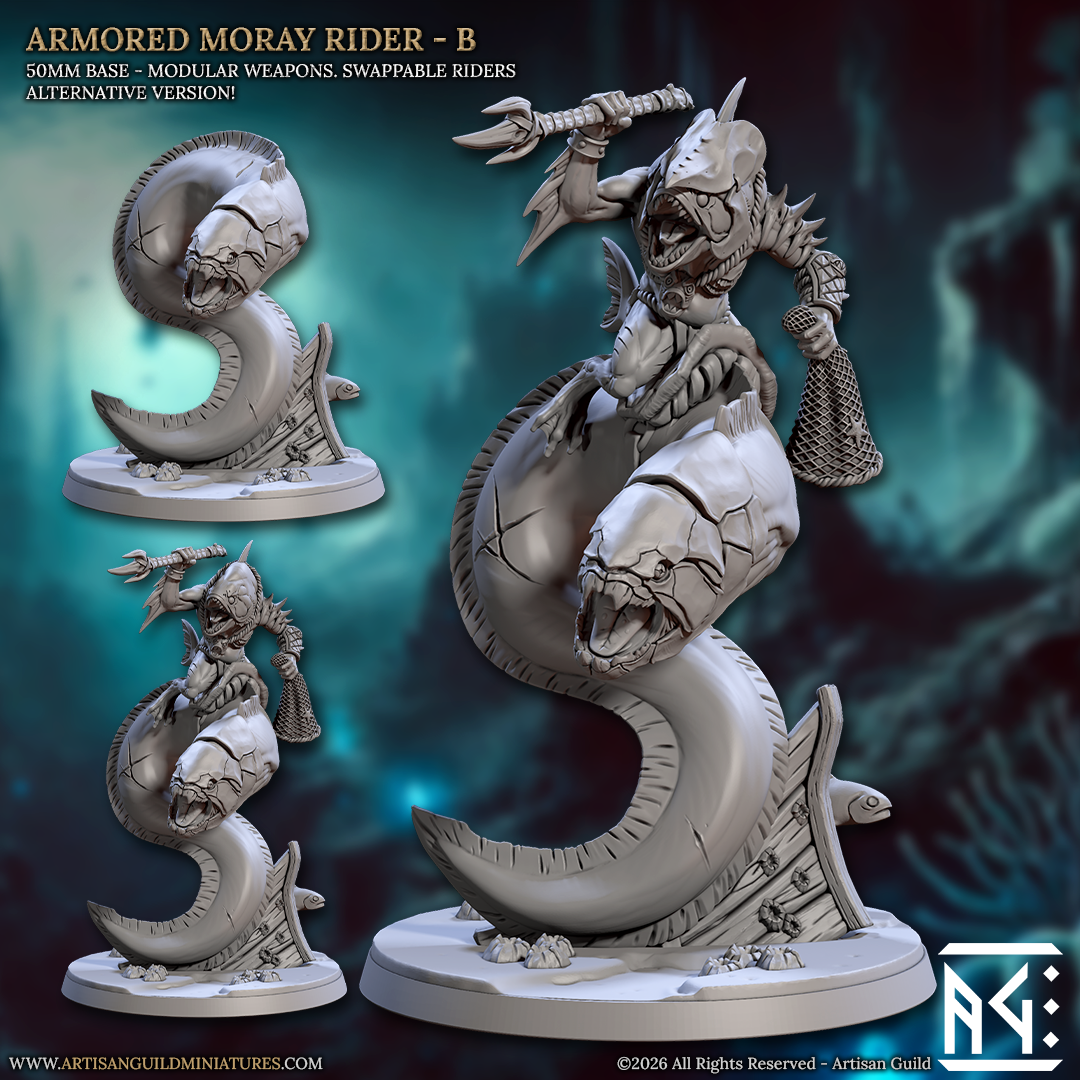 Moray Riders Kuo-Toa | 28mm - 75mm Scale Resin Minis | DnD | Frostgrave Artisan Guild Death Tide