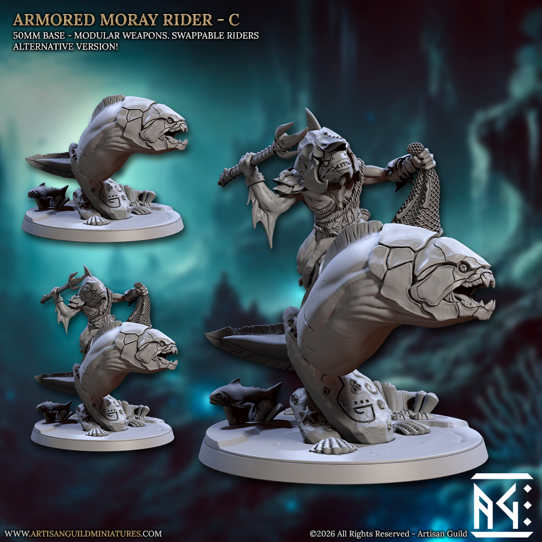 Moray Riders Kuo-Toa | 28mm - 75mm Scale Resin Minis | DnD | Frostgrave Artisan Guild Death Tide