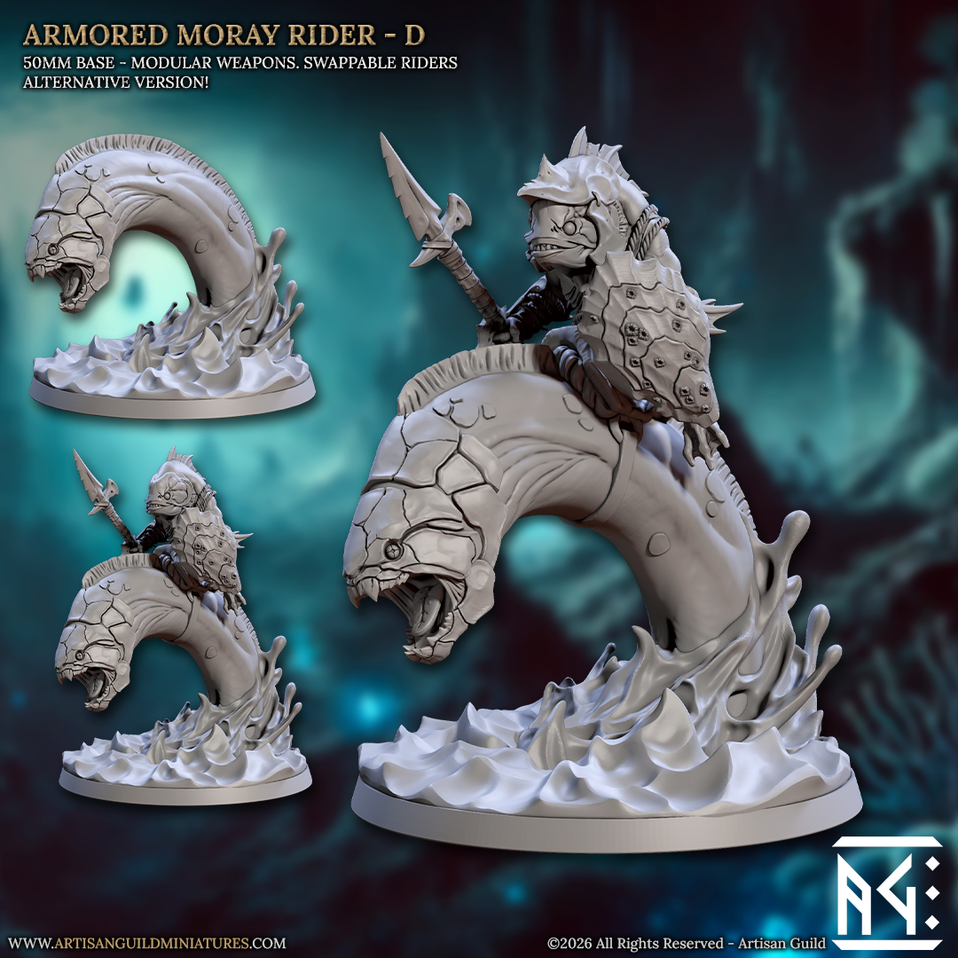 Moray Riders Kuo-Toa | 28mm - 75mm Scale Resin Minis | DnD | Frostgrave Artisan Guild Death Tide