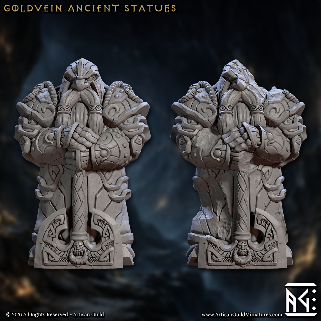 Dwarf Ancient Statue | 28mm - 75mm Scale Resin Minis | DnD | Frostgrave Artisan Guild Curse of Goldvein