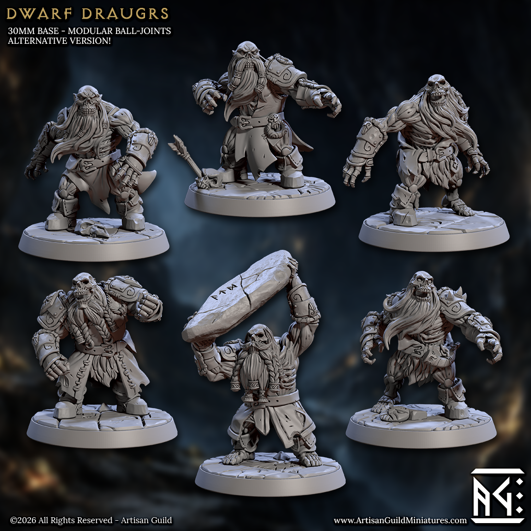 Undead Dwarf Draugr | 28mm - 75mm Scale Resin Minis | DnD | Frostgrave Artisan Guild Curse of Goldvein