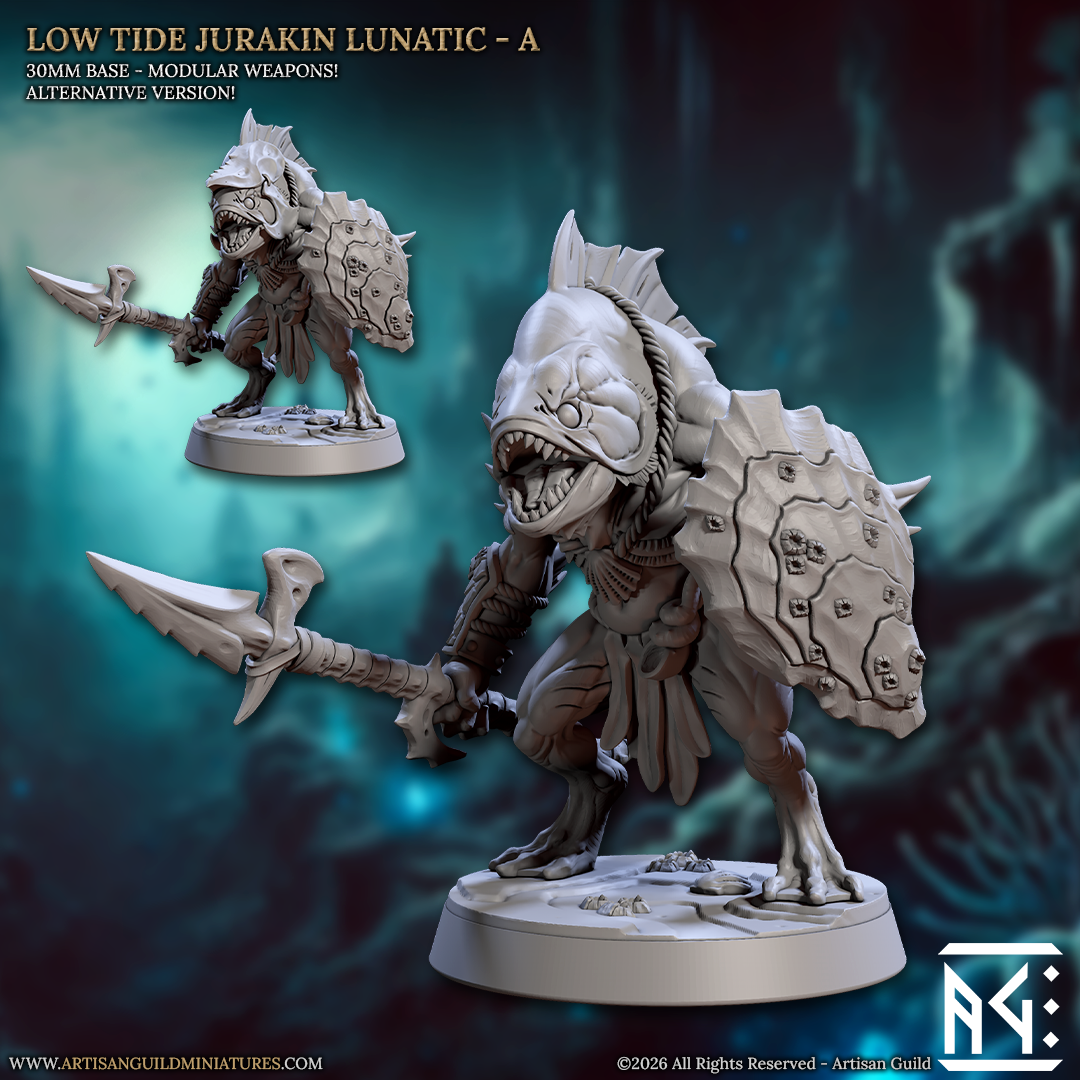 Jurakin Lunatics Kua-Toa | 28mm - 75mm Scale Resin Minis | DnD | Frostgrave Artisan Guild Death Tide