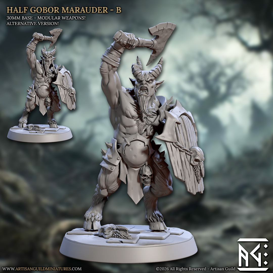 Half Gobor Marauders | 28mm - 75mm Scale Resin Minis | DnD | Frostgrave Artisan Guild Rise of the Beastmen
