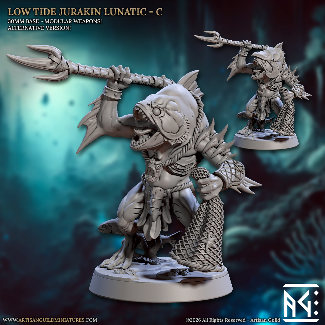 Jurakin Lunatics Kua-Toa | 28mm - 75mm Scale Resin Minis | DnD | Frostgrave Artisan Guild Death Tide