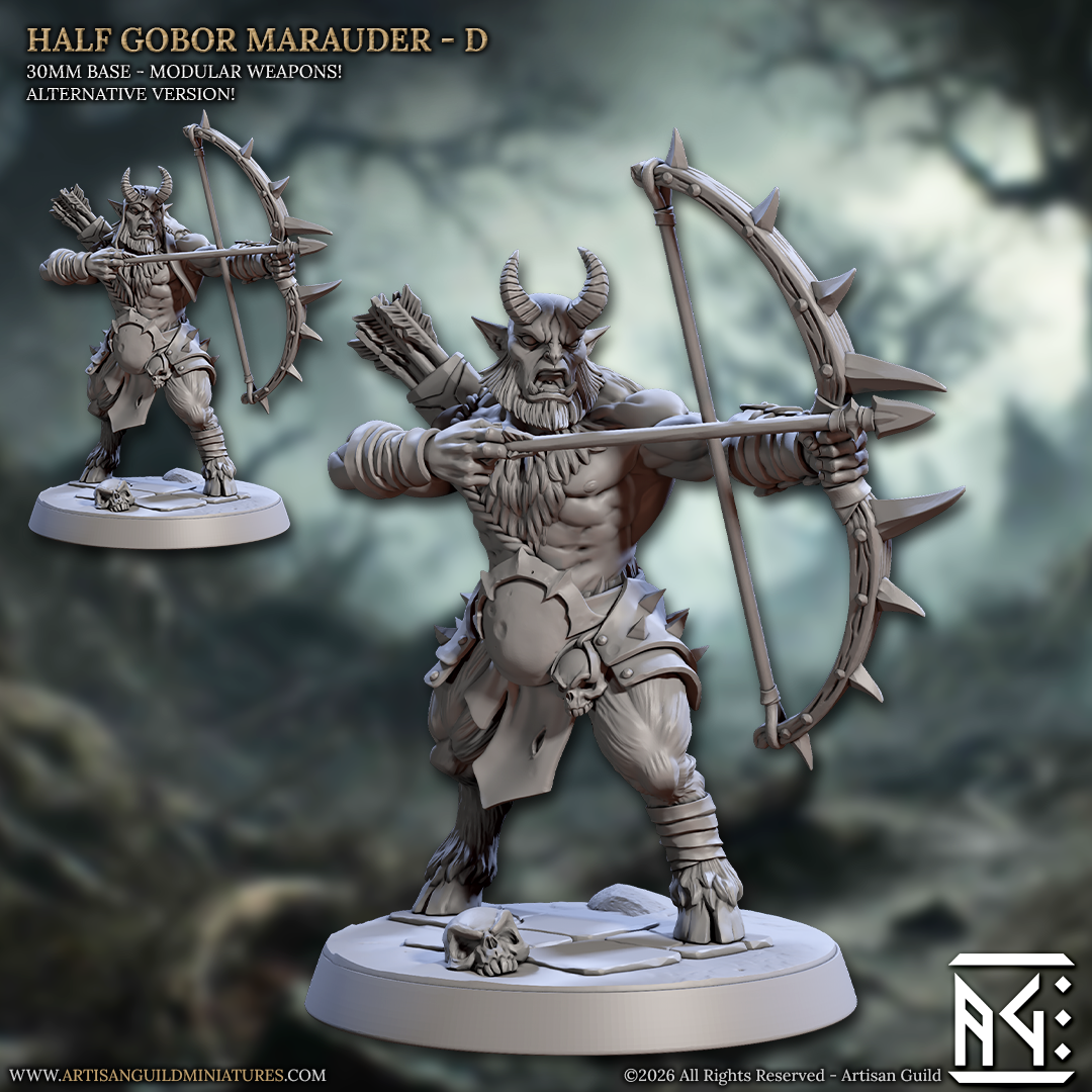 Half Gobor Marauders | 28mm - 75mm Scale Resin Minis | DnD | Frostgrave Artisan Guild Rise of the Beastmen