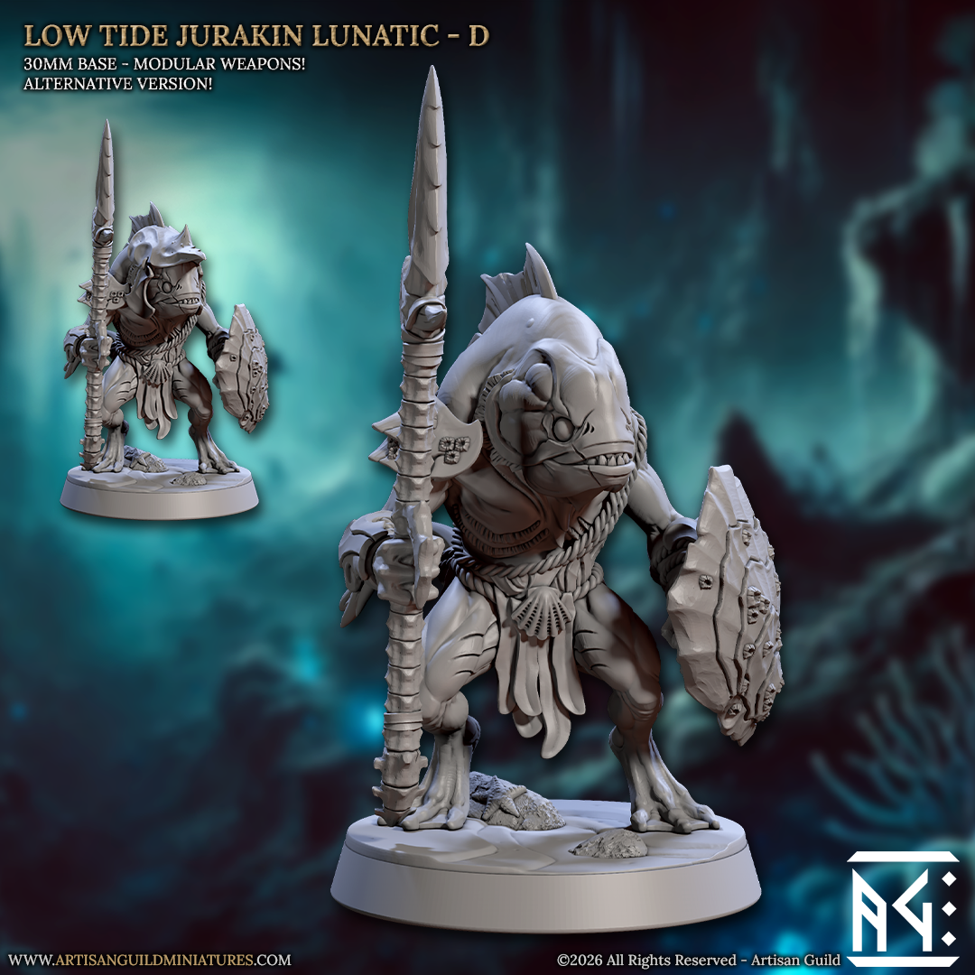 Jurakin Lunatics Kua-Toa | 28mm - 75mm Scale Resin Minis | DnD | Frostgrave Artisan Guild Death Tide