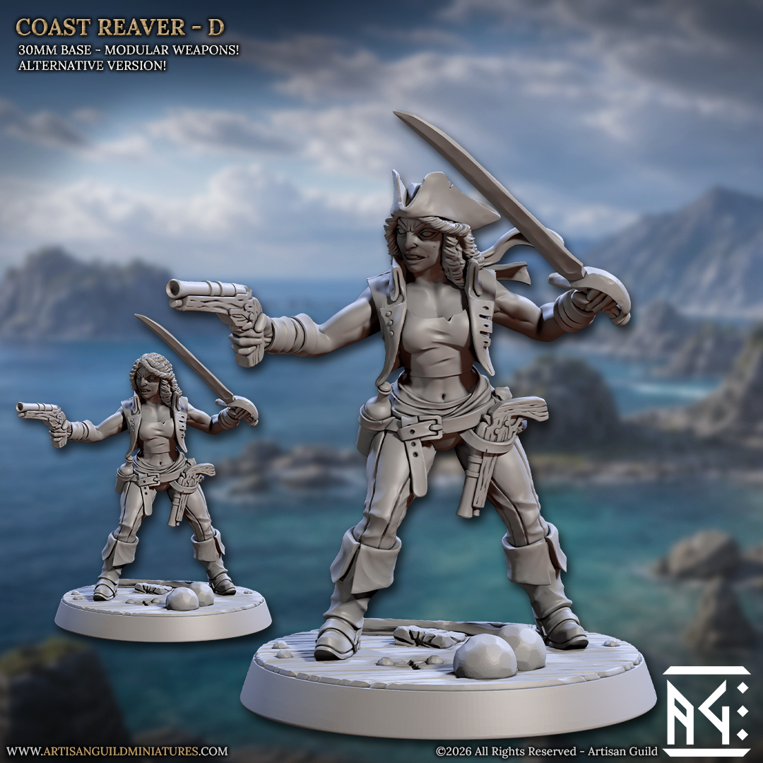 Coast Reaver Pirates | 28mm - 75mm Scale Resin Minis | DnD | Frostgrave Artisan Guild