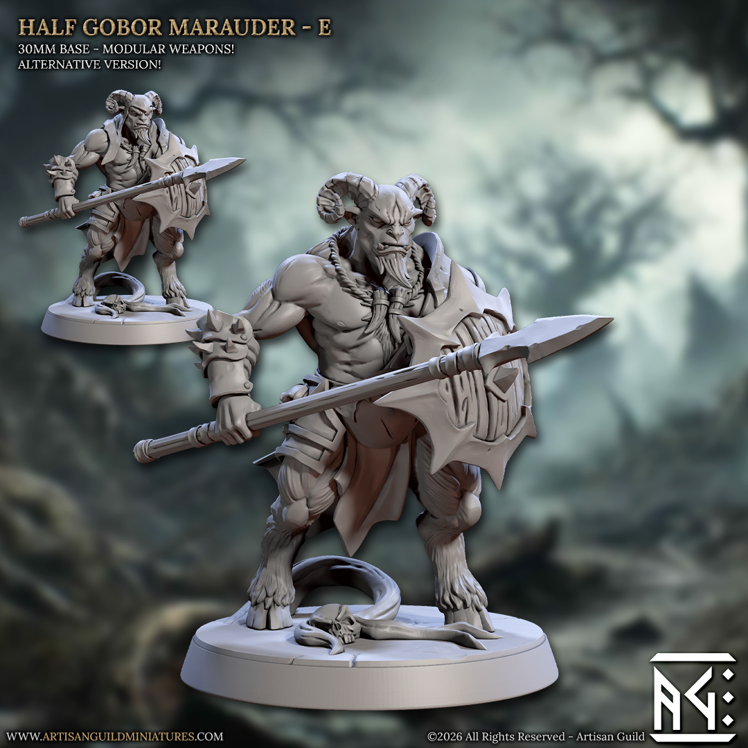 Half Gobor Marauders | 28mm - 75mm Scale Resin Minis | DnD | Frostgrave Artisan Guild Rise of the Beastmen