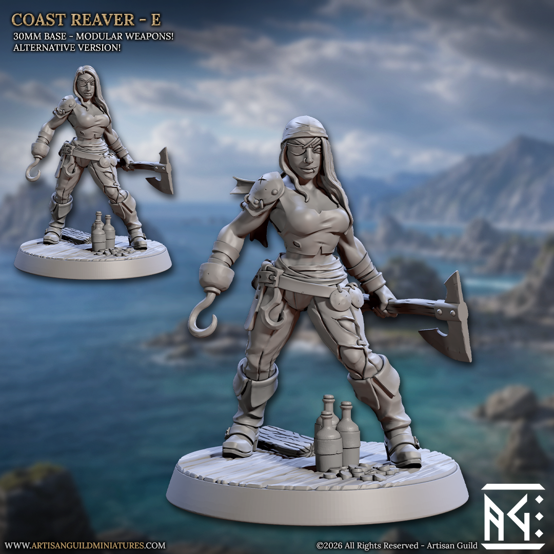 Coast Reaver Pirates | 28mm - 75mm Scale Resin Minis | DnD | Frostgrave Artisan Guild