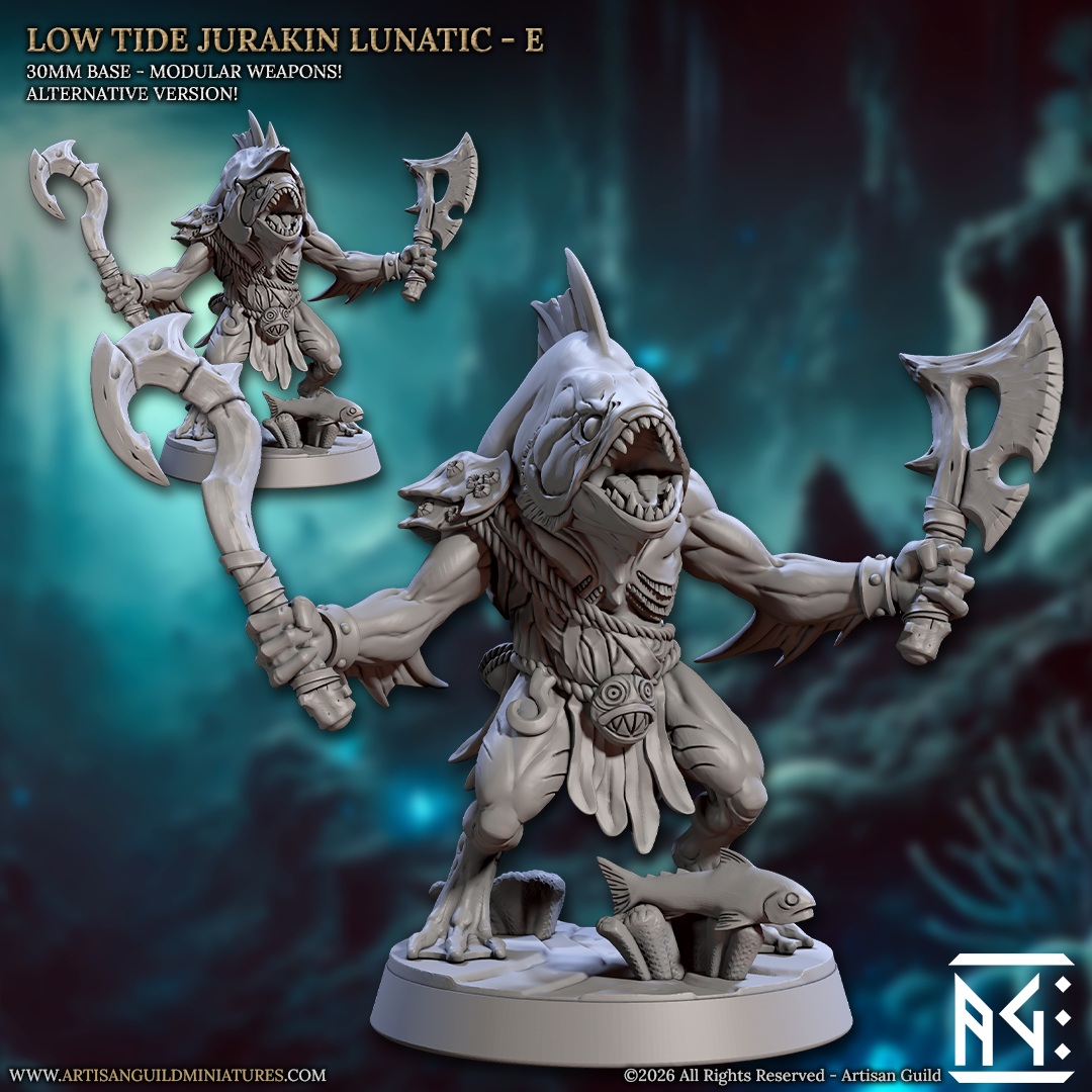 Jurakin Lunatics Kua-Toa | 28mm - 75mm Scale Resin Minis | DnD | Frostgrave Artisan Guild Death Tide