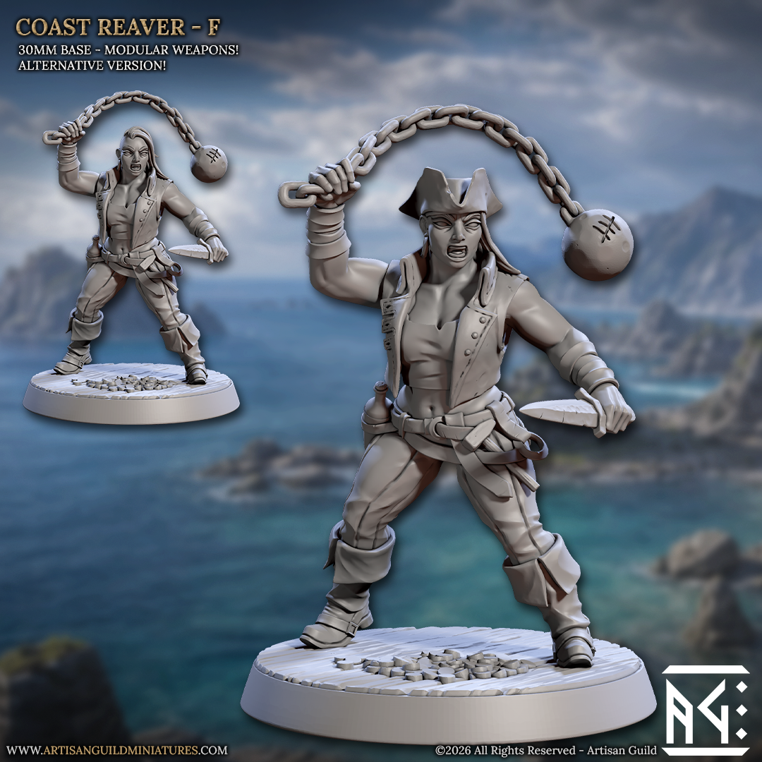 Coast Reaver Pirates | 28mm - 75mm Scale Resin Minis | DnD | Frostgrave Artisan Guild