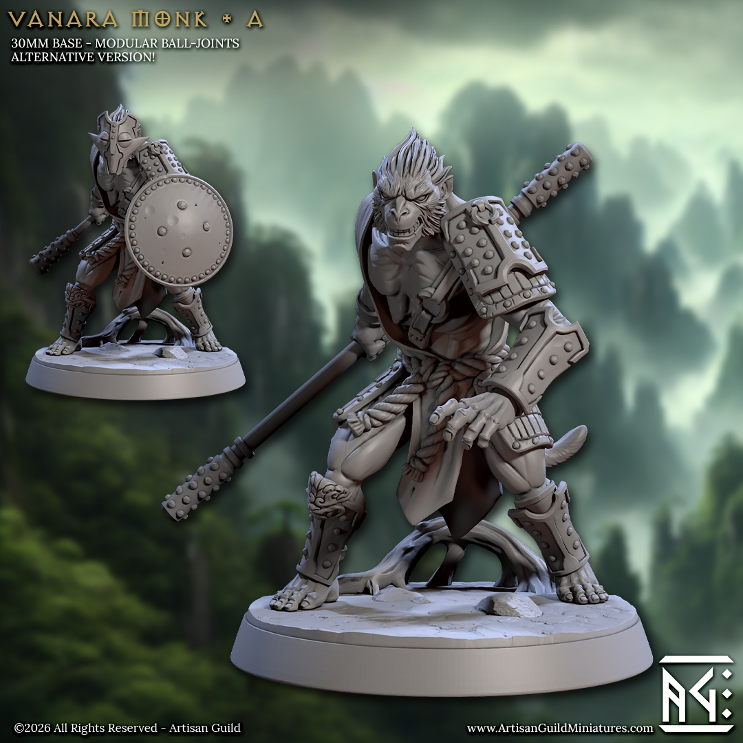 Vanara Monks | 28mm - 75mm Scale Resin Minis | DnD | Frostgrave Artisan Guild