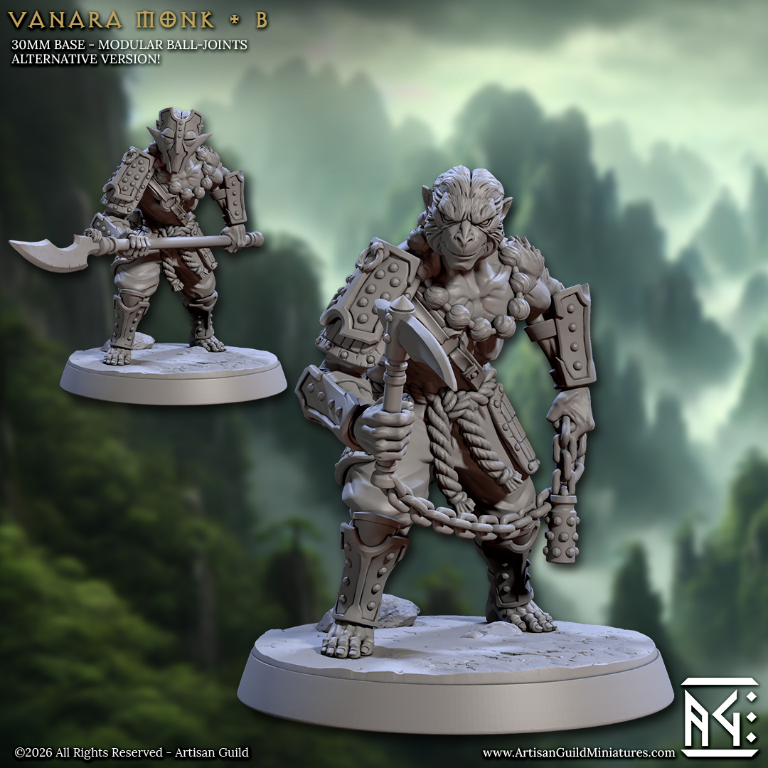 Vanara Monks | 28mm - 75mm Scale Resin Minis | DnD | Frostgrave Artisan Guild
