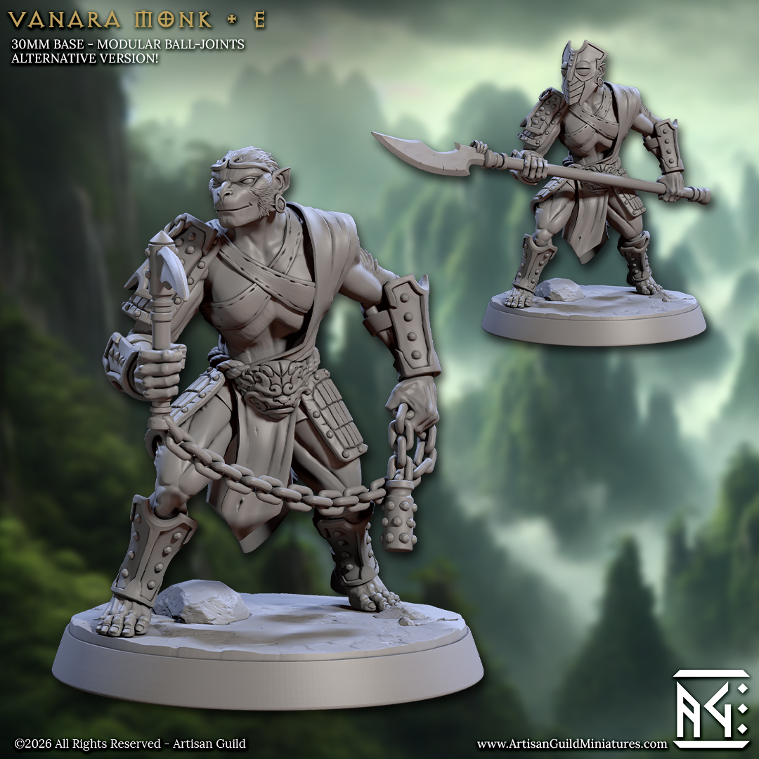 Vanara Monks | 28mm - 75mm Scale Resin Minis | DnD | Frostgrave Artisan Guild