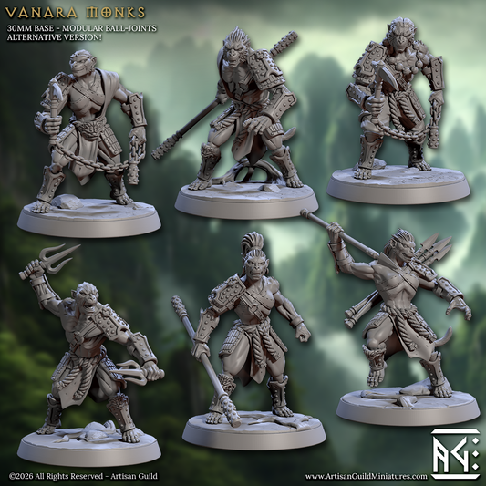 Vanara Monks | 28mm - 75mm Scale Resin Minis | DnD | Frostgrave Artisan Guild