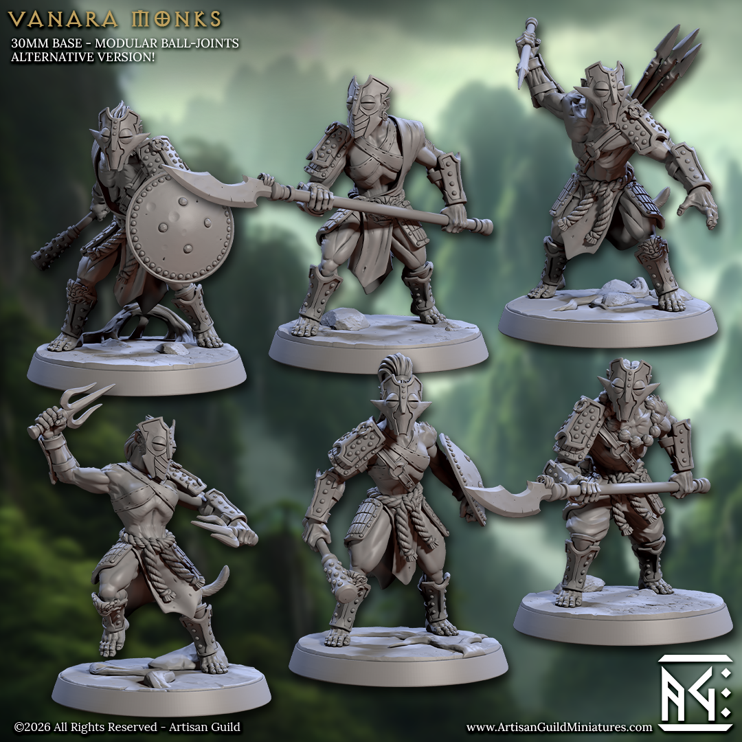 Vanara Monks | 28mm - 75mm Scale Resin Minis | DnD | Frostgrave Artisan Guild
