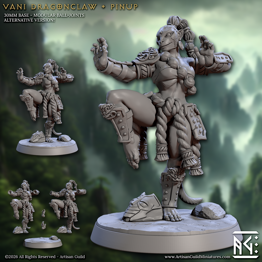 Vani Monk Pinup | 28mm - 75mm Scale Resin Minis | DnD | Frostgrave Artisan Guild Vanara Monks