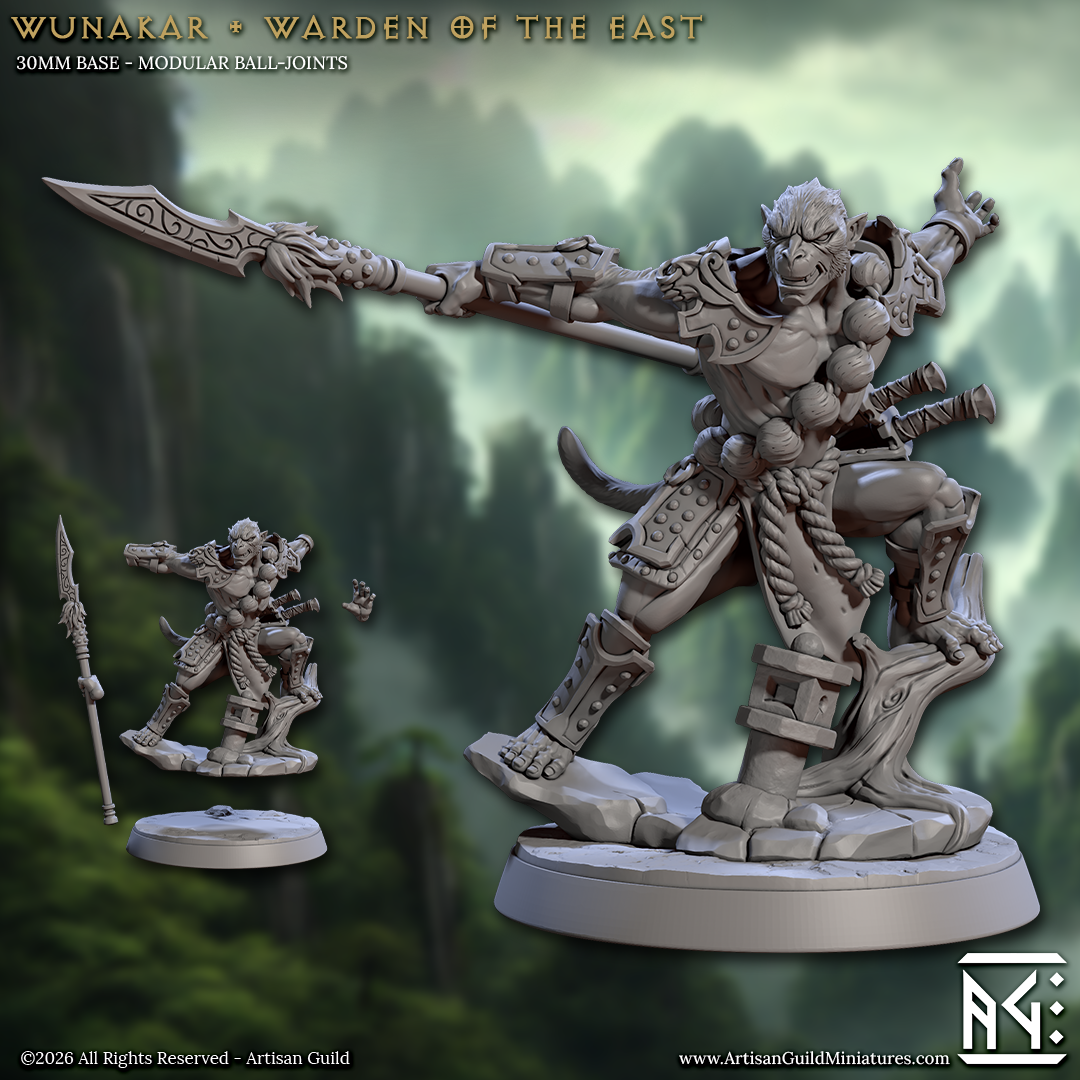 Wunakar | 28mm - 75mm Scale Resin Minis | DnD | Frostgrave Artisan Guild Vanara Monks